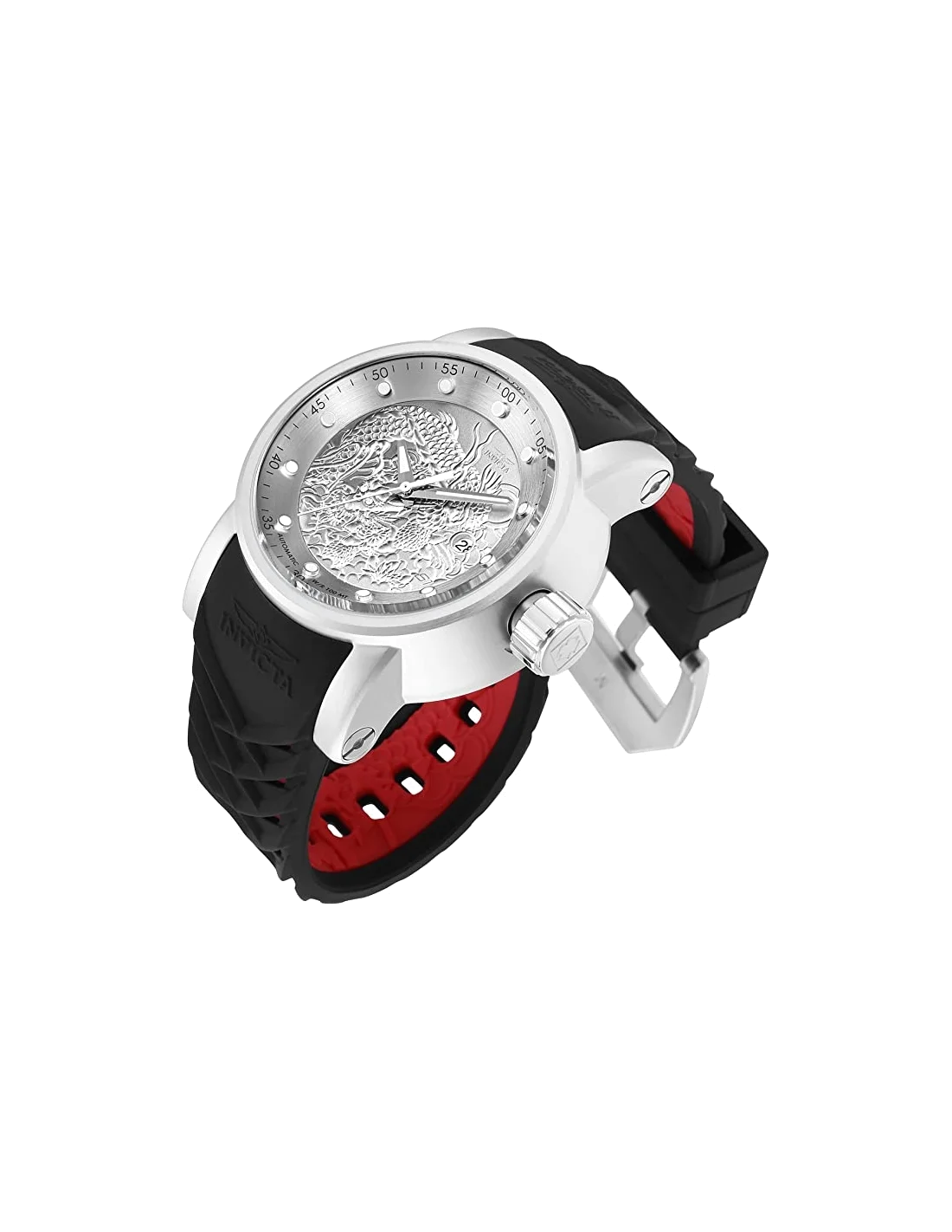 Montre homme Invicta Automatic S1 Rally avec bracelet en silicone noir et rouge vue 2