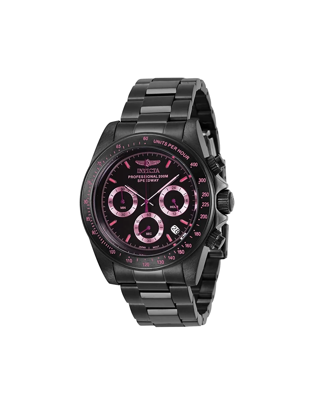 Montre homme Invicta Quartz Speedway avec bracelet en acier inoxydable noir