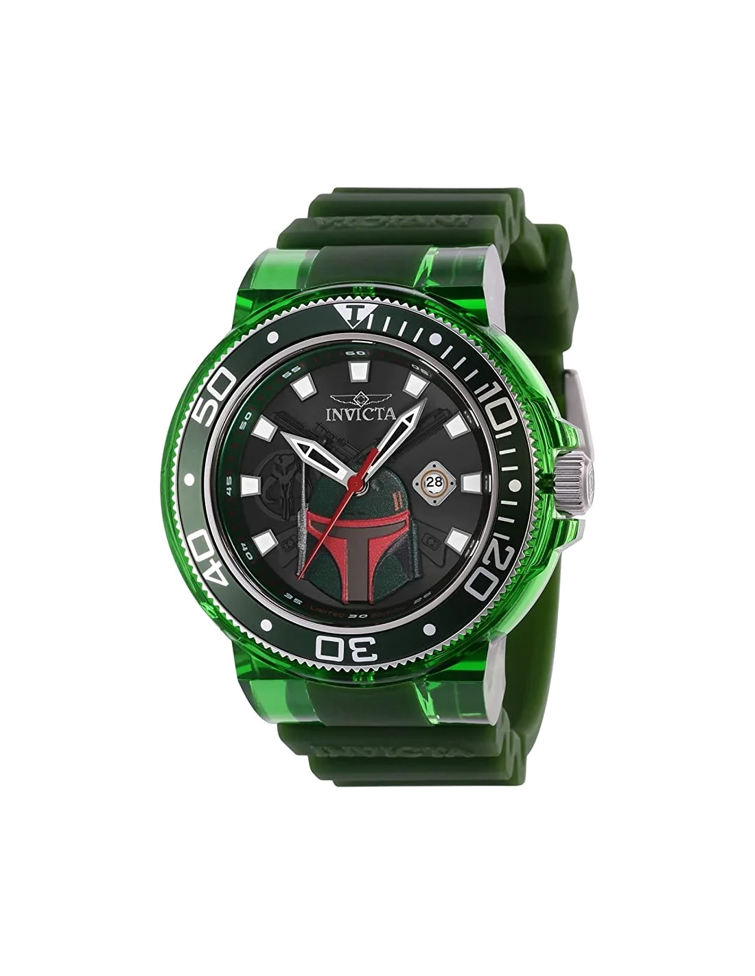 Montre homme Invicta Quartz Star Wars avec bracelet en silicone vert