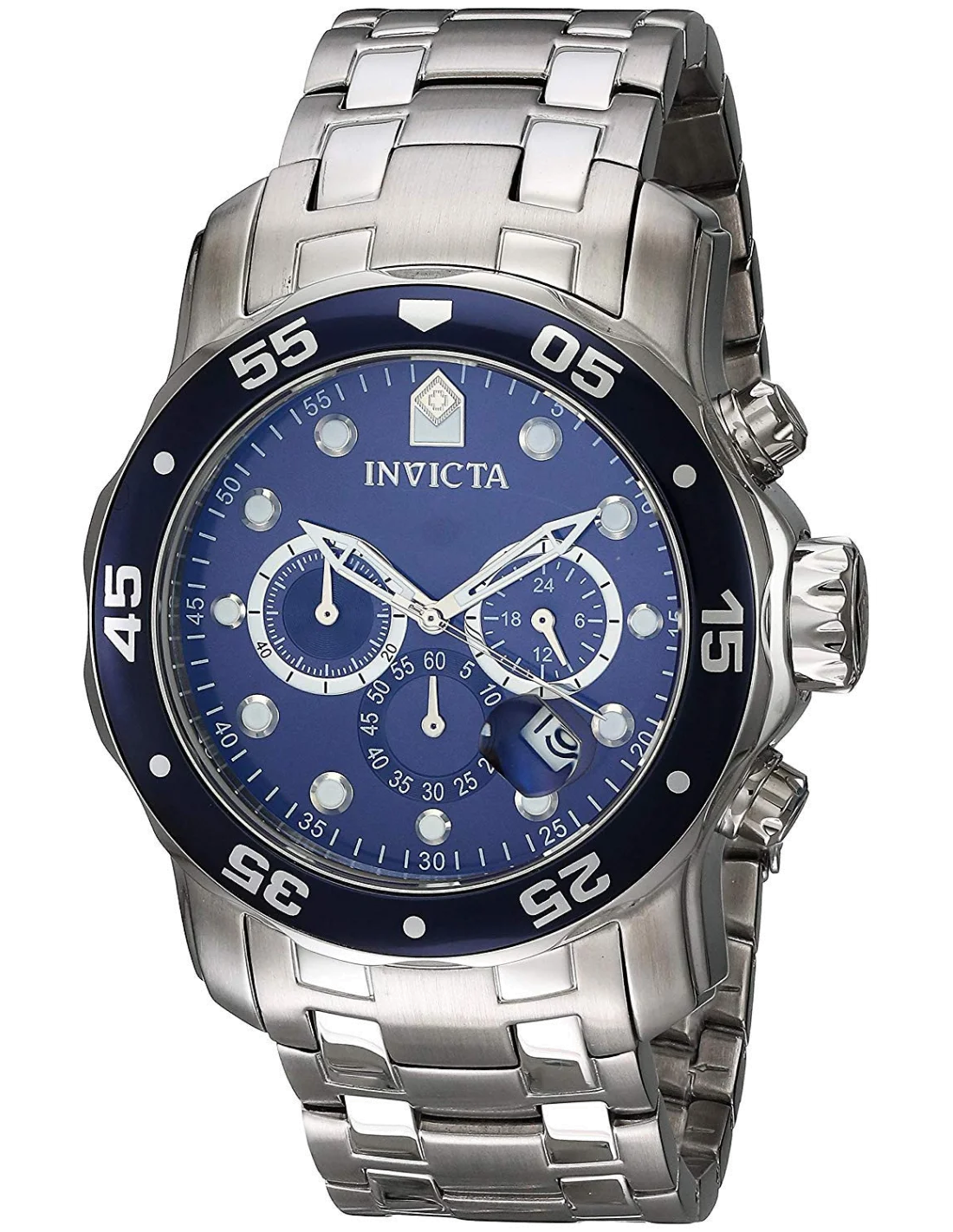 Montre Homme Invicta Pro Diver 0070 - Cadran Bleu, Bracelet Acier
