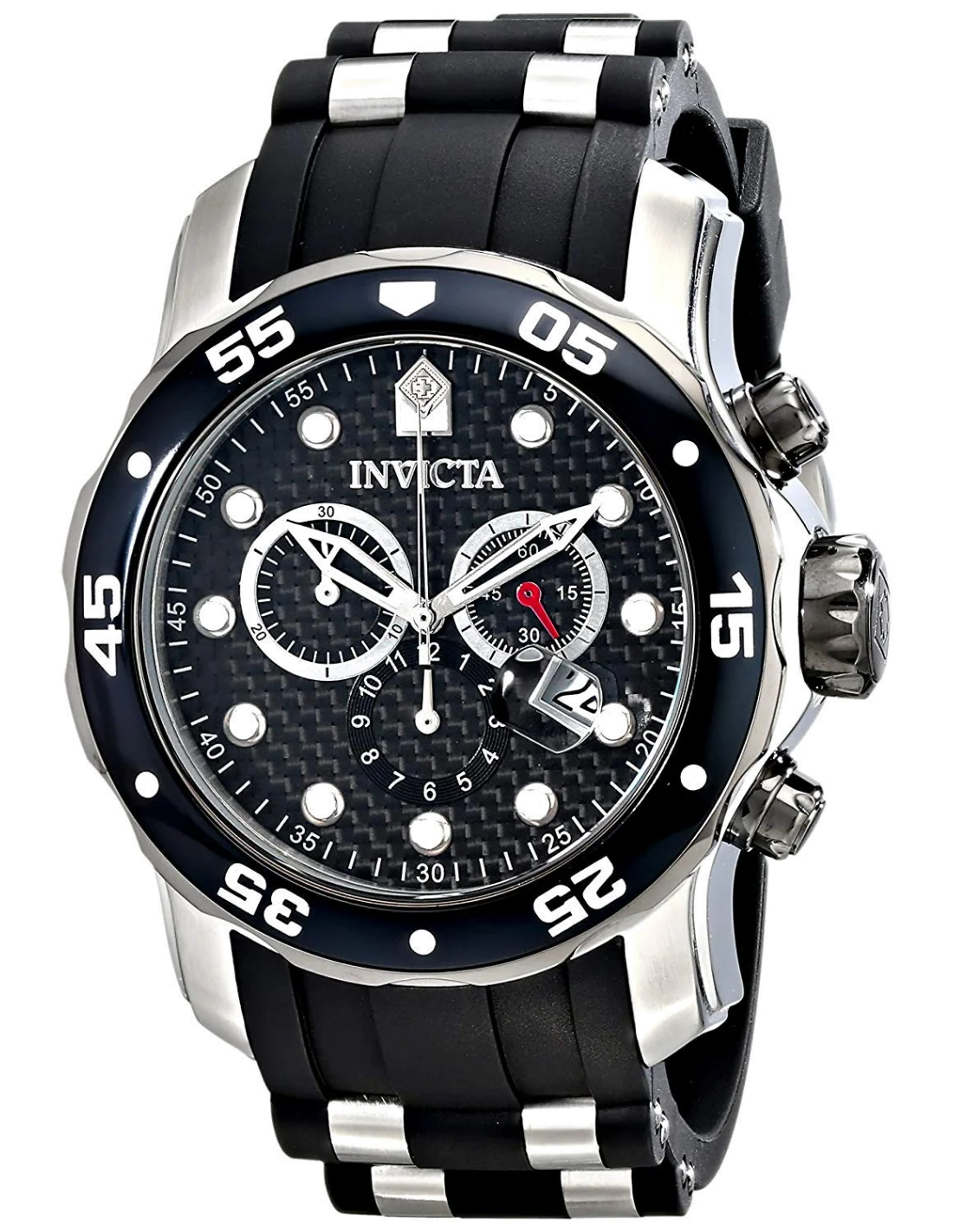 Montre Homme Invicta Pro Diver 17879 Bracelet En Polyuréthane et maillons argentés