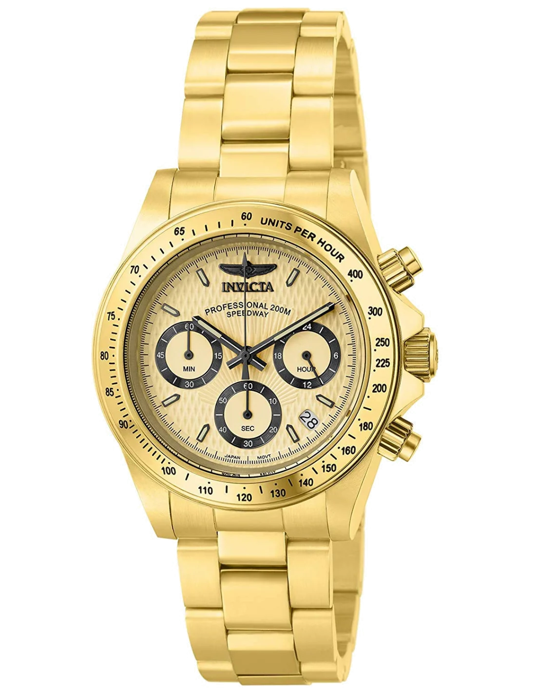 Montre Homme Invicta Speedway 14929 Bracelet Doré En Acier Inoxydable vue 3