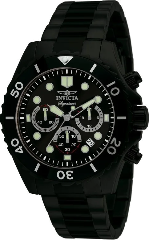 Montre Homme Invicta Signature 7375 Chronographe noir bracelet caoutchouc