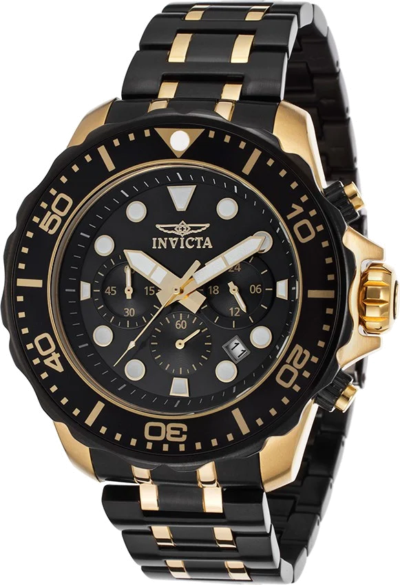 Montre Homme Invicta Pro Diver 15389 Lunette crantée couleur noire finition dorée