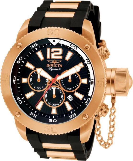 Montre Homme Invicta Signature 7428 Bracelet En Polyuréthane avec maillons larges or rose