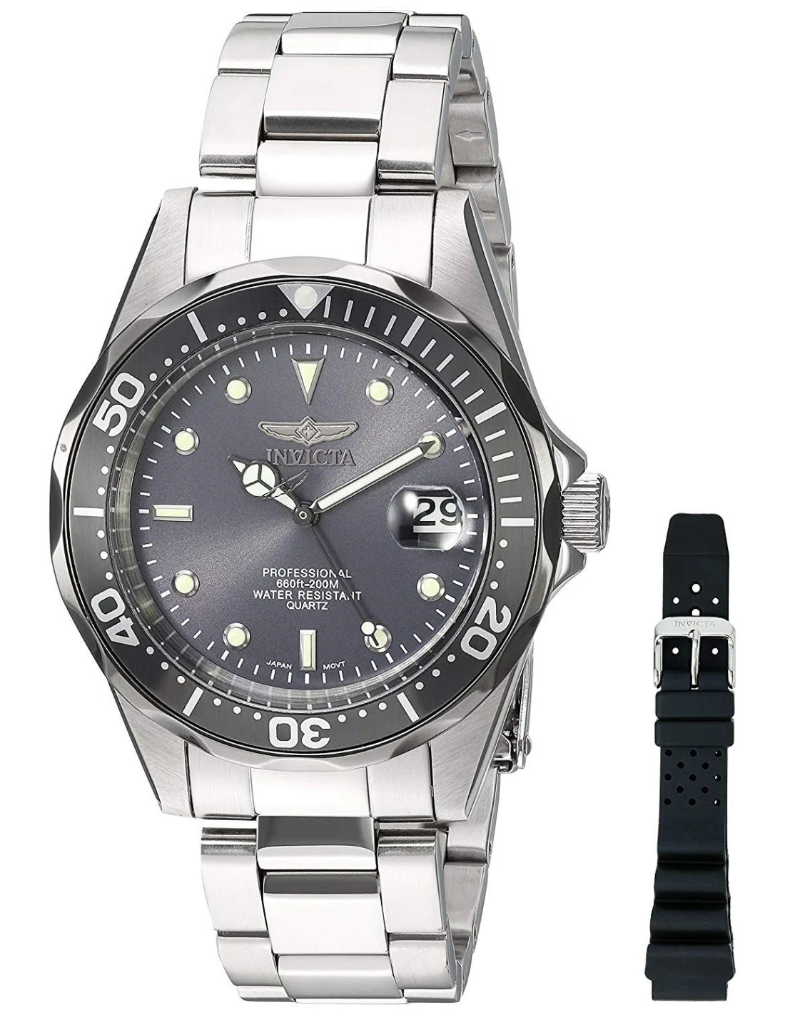 Montre Homme Invicta Pro Diver 12812, Cadran Gris, Bracelet Acier Argenté