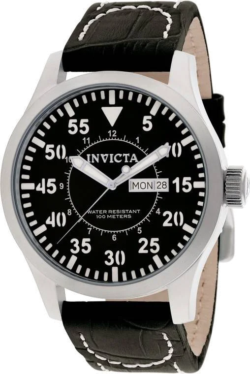 Montre Homme Invicta Specialty 11184 Bracelet En Cuir Noir couture blanche