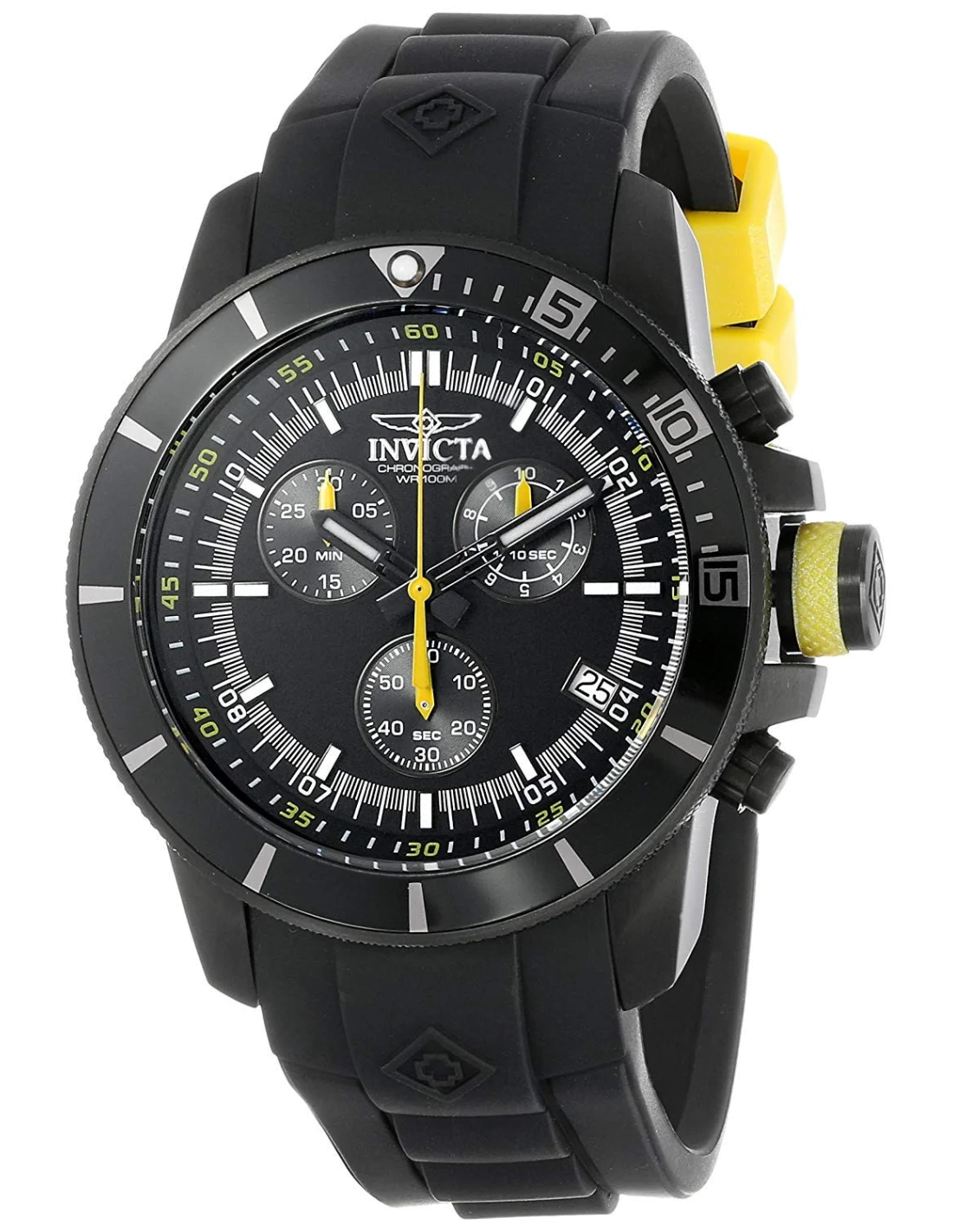 Montre Homme Invicta Pro Diver 11748 Bracelet En Polyuréthane boucle jaune