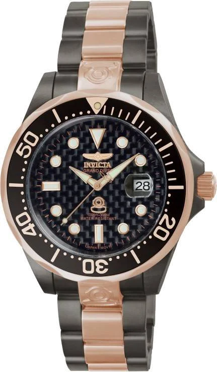 Montre Homme Invicta Pro Diver 10643 Bracelet noir et doré rose