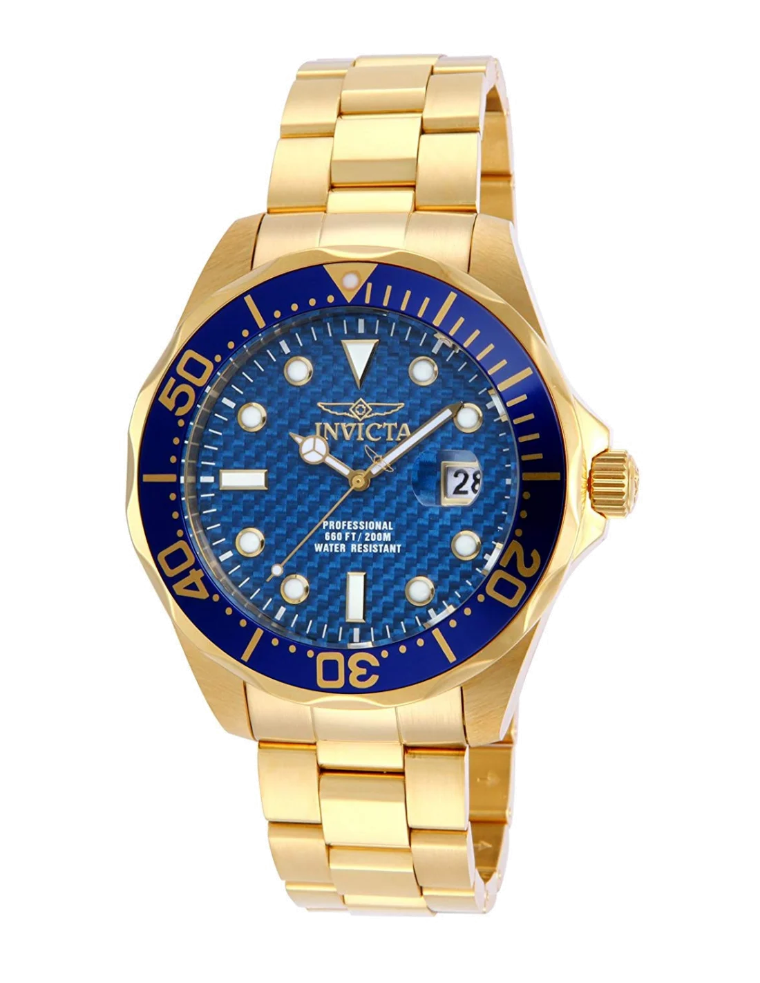 Montre Homme Invicta Pro Diver 14357 Bracelet Doré En Acier Inoxydable vue 2