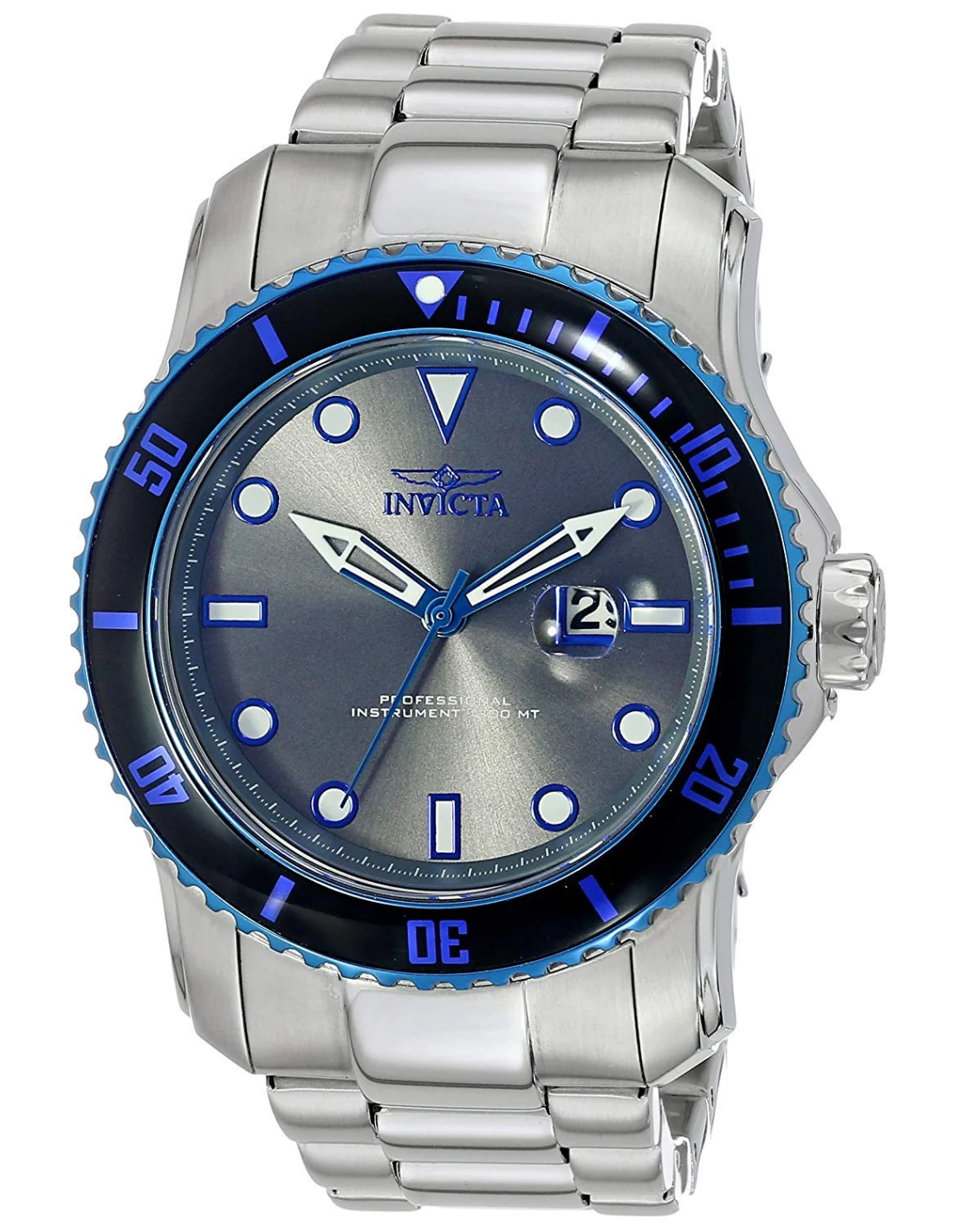 Montre Homme Invicta Pro Diver 15077 Bracelet Argenté En Acier Inoxydable vue 3