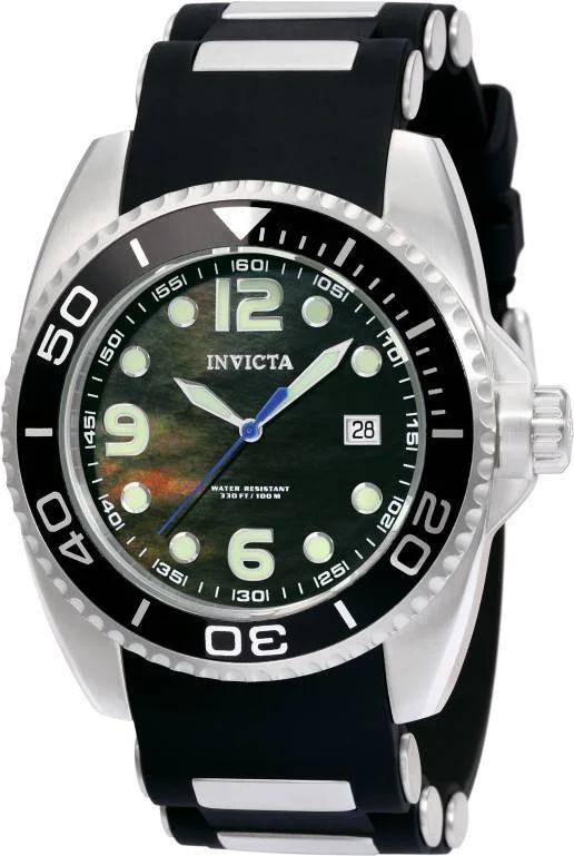 Montre Homme Invicta Pro Diver 0492 Bracelet noir et maillons argentés