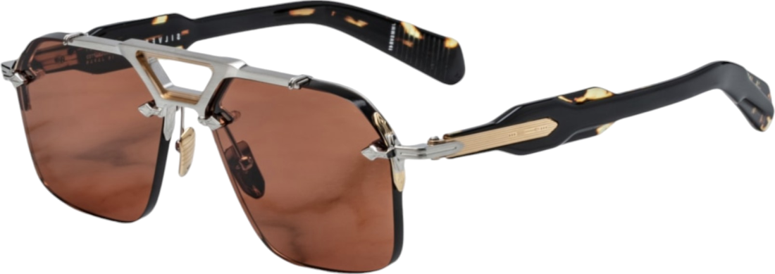 Lunettes de Soleil Jacques Marie Mage Silvertone aviator roses en aluminum magnesium - Havana vue 2