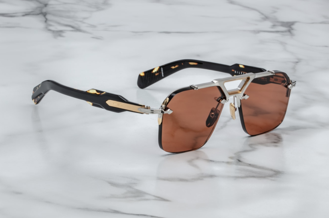 Lunettes de Soleil Jacques Marie Mage Silvertone aviator roses en aluminum magnesium - Havana vue 3