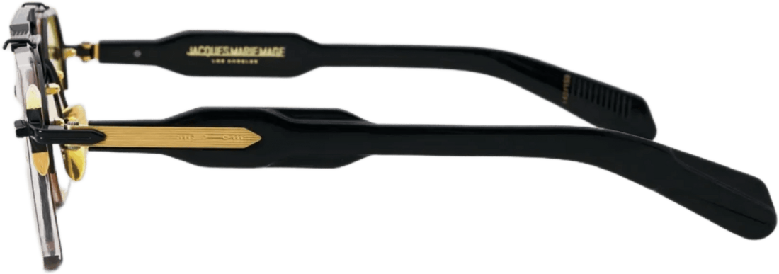 Lunettes de Soleil Jacques Marie Mage Silvertone aviator jaunes/noires en aluminum magnesium - Jaune - Noir vue 2
