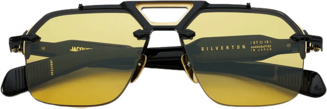 Lunettes de Soleil Jacques Marie Mage Silvertone aviator jaunes/noires en aluminum magnesium - Jaune - Noir vue 3