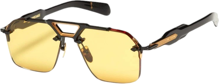 Lunettes de Soleil Jacques Marie Mage Silvertone aviator jaunes/noires en aluminum magnesium - Jaune - Noir vue 4