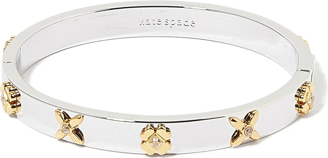 Bracelet jonc rigide Kate Spade Heritage Bloom - Réf. 111596S - Argent et or - Femme