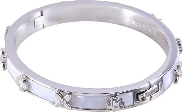 Bracelet jonc rigide en métal argenté Kate Spade Heritage Bloom - Réf. 111597S - Pour femme