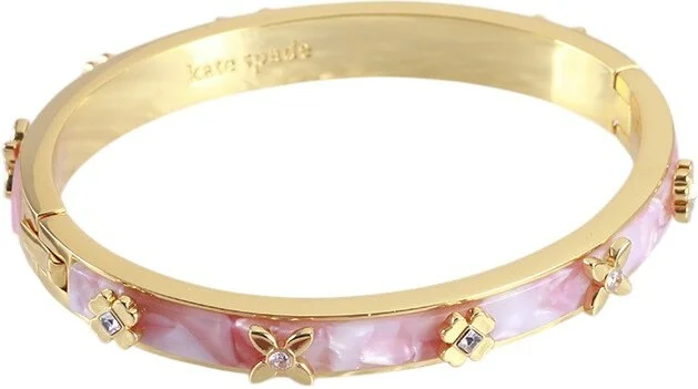 Bracelet jonc rigide Kate Spade Heritage Bloom, doré et rose - Réf. 111599P
