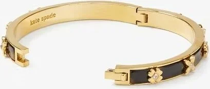 Bracelet jonc rigide Kate Spade 111600T, modèle Heritage Bloom doré et noir effet écaille pour femme vue 2