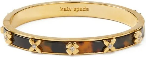 Bracelet jonc rigide Kate Spade 111600T, modèle Heritage Bloom doré et noir effet écaille pour femme