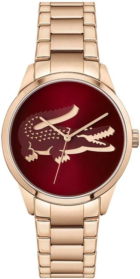 Montre Lacoste Ladycroc 2001191 pour Femme - Cadran Rouge, Bracelet Acier Or Rose