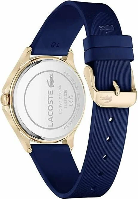 Montre Femme Lacoste Pleats 2001236, Boîtier Or Rose, Cadran Bleu Multifonctions, Bracelet Silicone Bleu Marine vue 3