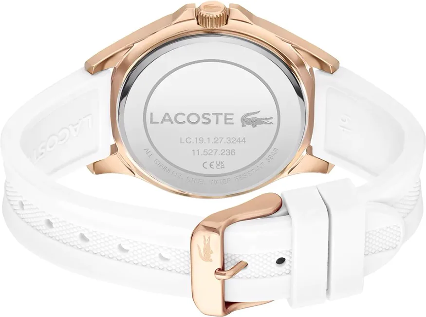 Montre Femme Lacoste Swing 2001244, Cadran Argent Multifonctions, Bracelet Silicone Blanc vue 3