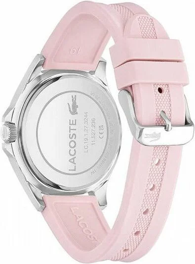 Montre Lacoste Swing 2001245 pour Femme - Cadran Argent Multifonctions, Bracelet Silicone Rose vue 3