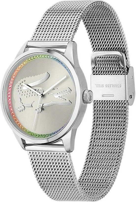 Montre Lacoste Ladycroc 2001259 pour Femme, Cadran Argent Strass, Bracelet Maille Milanaise Acier vue 2