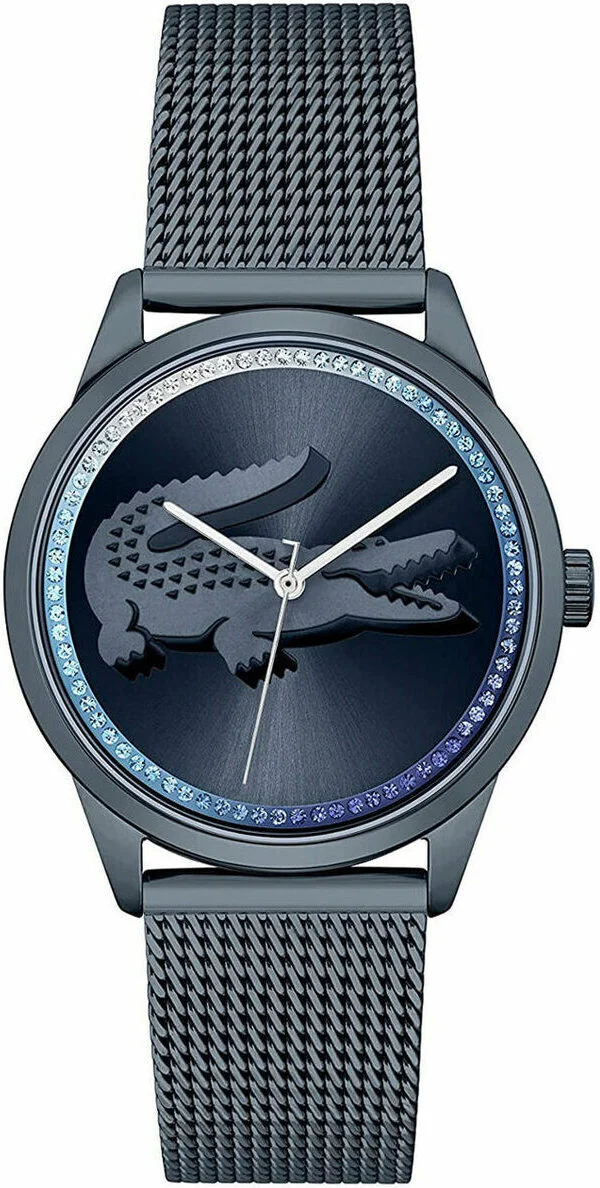 Montre Femme Lacoste Ladycroc 2001260 - Cadran bleu strass, bracelet maille milanaise acier bleu