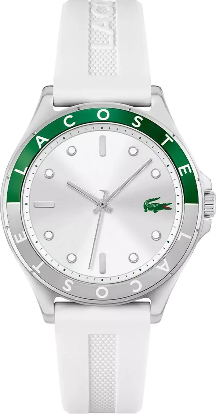 Montre Lacoste Swing 2001265 pour Femme - Cadran Argent, Bracelet Silicone Blanc