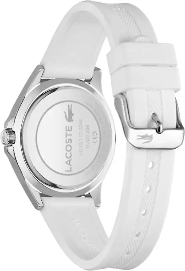 Montre Lacoste Swing 2001265 pour Femme - Cadran Argent, Bracelet Silicone Blanc vue 3