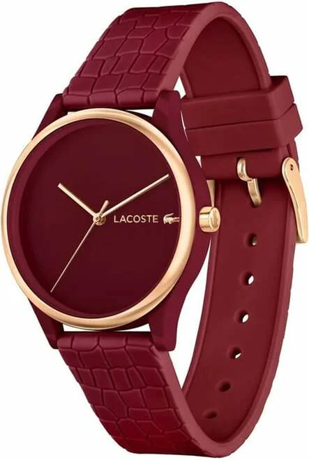 Montre Femme Lacoste Crocodelle 2001283 - Boîtier bicolore, cadran et bracelet silicone rouge vue 2