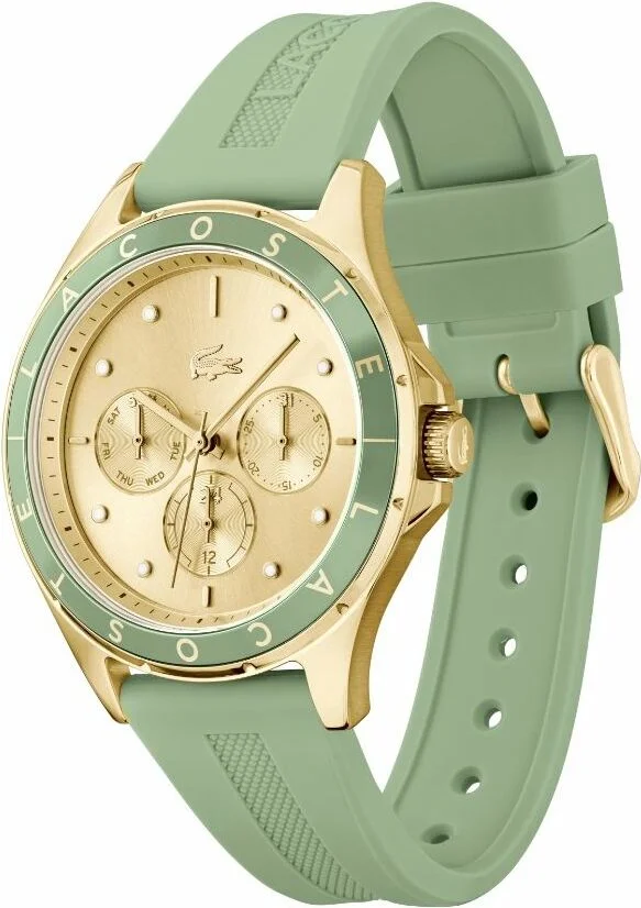 Montre Femme Lacoste Swing 2001298 - Cadran doré multifonctions, bracelet silicone vert vue 2