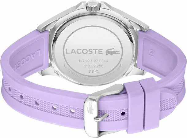 Montre Lacoste Swing 2001300 pour Femme - Cadran Argent Multifonctions, Bracelet Silicone Lilas vue 2