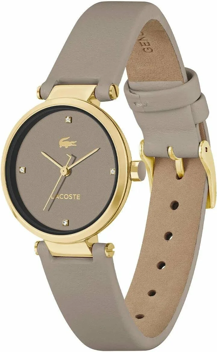 Montre Lacoste Orba 2001334 pour Femme - Cadran Gris Taupe, Bracelet Cuir, Boîtier Or vue 2