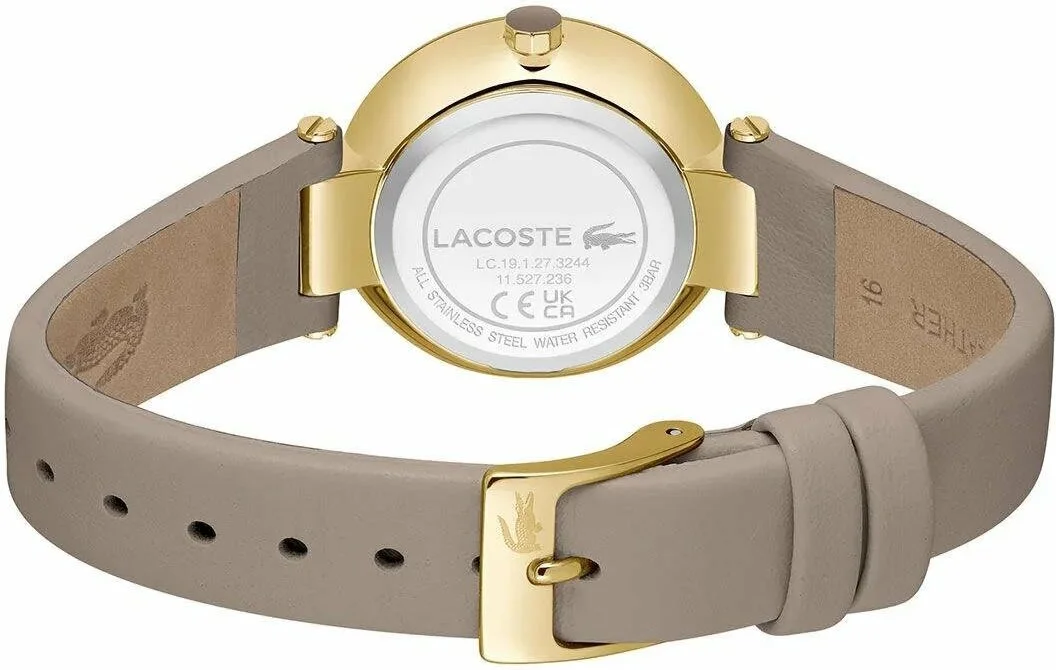 Montre Lacoste Orba 2001334 pour Femme - Cadran Gris Taupe, Bracelet Cuir, Boîtier Or vue 3