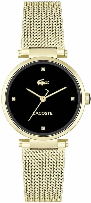 Montre Lacoste Orba 2001336 pour Femme - Boîtier et Bracelet Maille Milanaise Doré, Cadran Noir