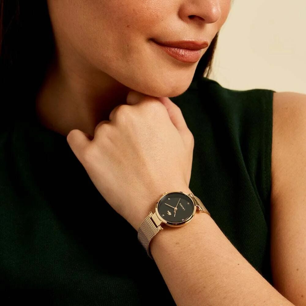 Montre Lacoste Orba 2001336 pour Femme - Boîtier et Bracelet Maille Milanaise Doré, Cadran Noir vue 5