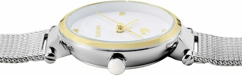 Montre Lacoste Orba 2001337 pour Femme - Cadran Blanc, Boîtier Or et Bracelet Maille Milanaise Argenté vue 3