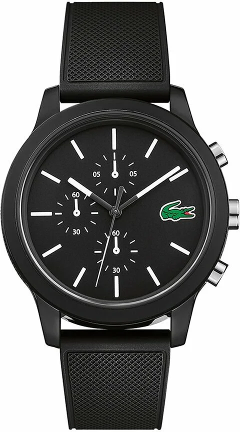 Montre Lacoste Homme Réf. 2010972 - Cadran Noir Multifonctions, Bracelet Silicone Noir