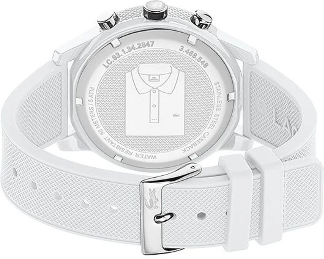 Montre Homme Lacoste 2010974 - Cadran Blanc Multifonctions, Bracelet Silicone Blanc vue 3
