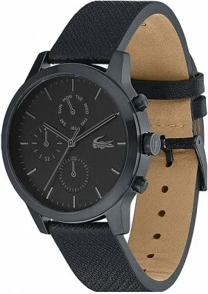 Montre Lacoste 2010997 Homme - Cadran Multifonctions Noir, Bracelet Cuir Noir vue 2