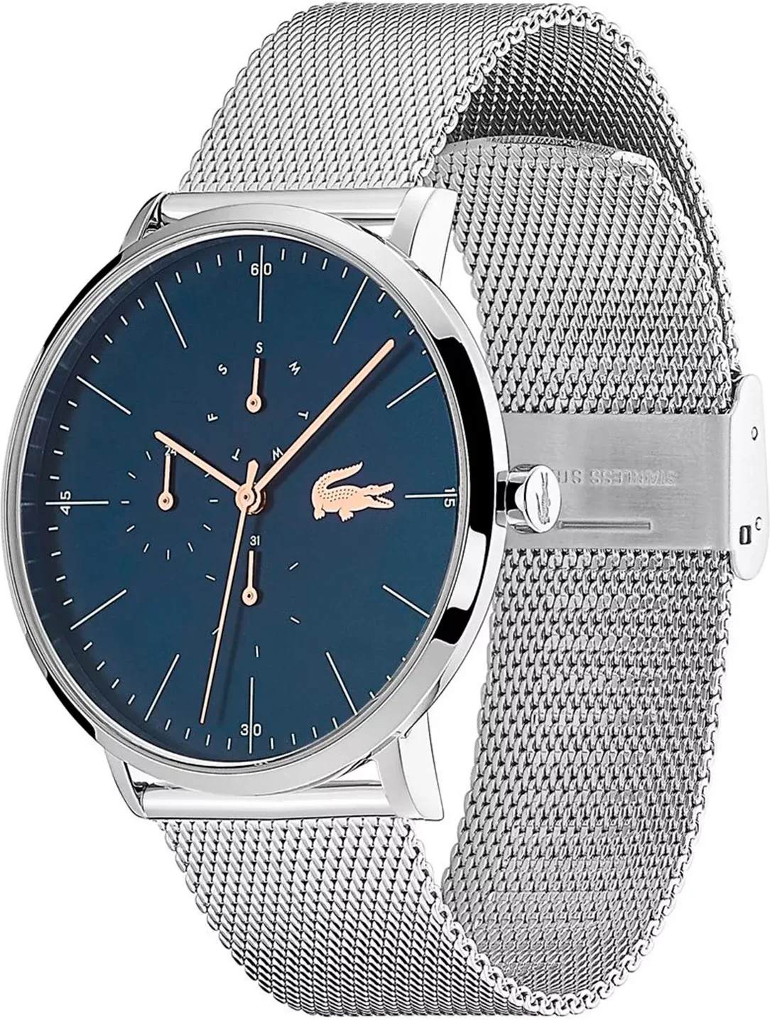 Montre Lacoste Homme Réf. 2011024 - Cadran Bleu & Bracelet Maille Milanaise Argent vue 2