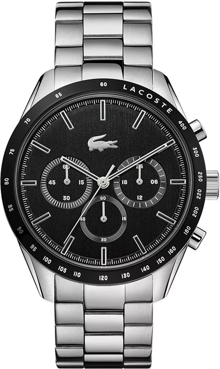 Montre Homme Lacoste Boston 2011079 - Boîtier bicolore, bracelet acier, cadran noir multifonctions