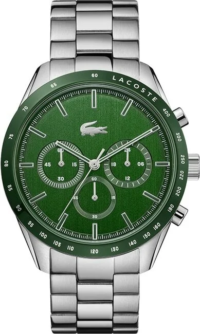 Montre Homme Lacoste 2011080 en acier, cadran vert et bracelet argent