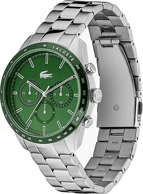 Montre Homme Lacoste 2011080 en acier, cadran vert et bracelet argent vue 2