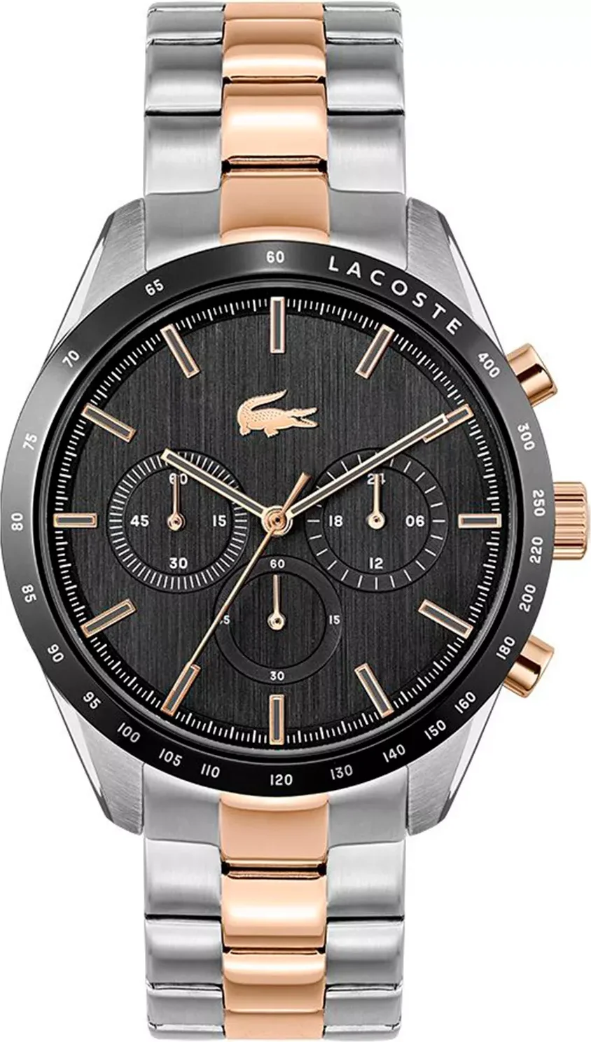 Montre Lacoste Homme Réf. 2011112 - Chronographe Acier Bicolore, Cadran Noir